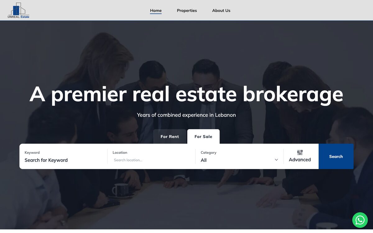 Unreal Estate website home page